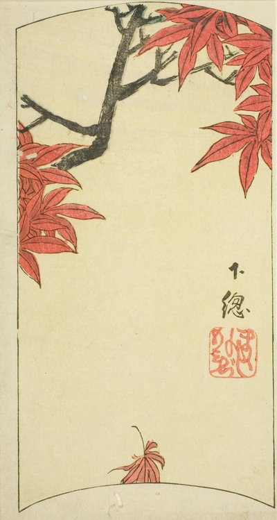 Lönnlöv i Shimosa-provinsen (Shimosa, momiji), sektion av ark nr. 7 från serien "Utklippta bilder av provinserna (Kunizukushi harimaze zue)" av Utagawa Hiroshige