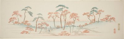 Lönnar vid Kaianji-templet (Kaianji koyo), från en namnlös serie berömda vyer över Edo-förorterna av Utagawa Hiroshige