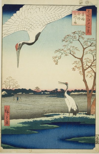 Minowa, Kanasugi, Mikawashima, från serien av Utagawa Hiroshige