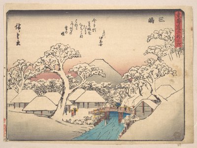 Mishima, ur serien Tōkaidō-vägens femtiotre stationer (Tōkaidō gojūsan tsugi, Mishima), även känd som Kyōka-Tōkaidō (kvicka verser) av Utagawa Hiroshige