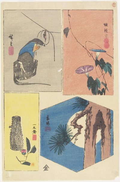 Blandat tryck av de berömda utsikterna över Edo, ca. 1857 av Utagawa Hiroshige