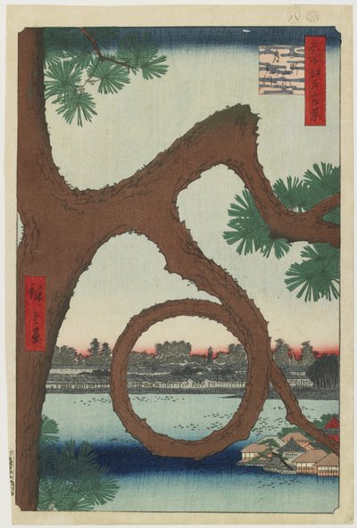 Moon Pine, Ueno Temple Precincts, augusti 1857 av Utagawa Hiroshige