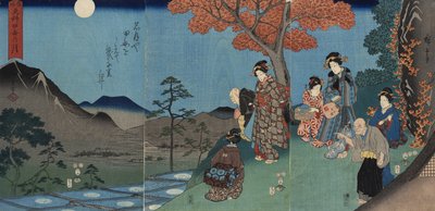 Månen speglad i risfälten vid Sarashina i Shinano-provinsen av Utagawa Hiroshige