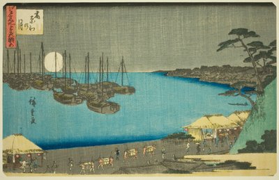 Även på Takanawa (med Takanawa), från Te-seriens "Three views of web s Pa s member Edo (tre långa Edo-sevärdheter)" av Utagawa Hiroshige