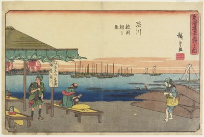 Morgonscen i Samezu, Shinagawa, 1841-1842 av Utagawa Hiroshige