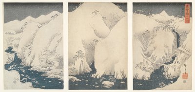 Berg och floder längs Kiso Highway under snö av Utagawa Hiroshige