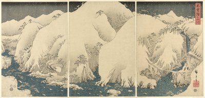 Berg och floder på Kiso Road (Kisoji no yamakawa), från en obenämnt serie triptyker av Utagawa Hiroshige