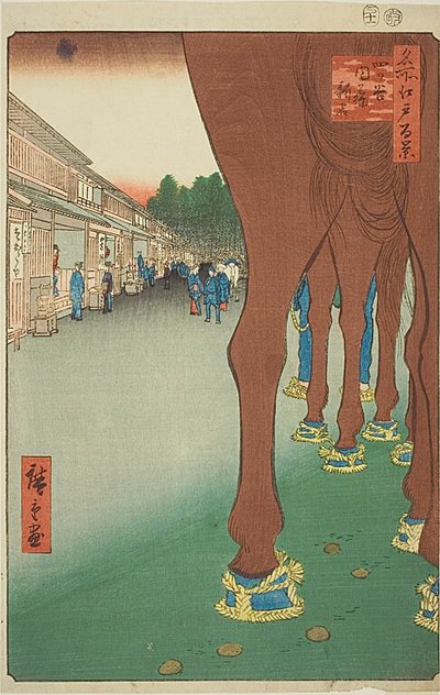 Naito Shinjuku vid Yotsuya (Yotsuya Naito Shinjuku), nr 86 från serien "Hundra berömda vyer över Edo (Meisho Edo hyakkei)" av Utagawa Hiroshige