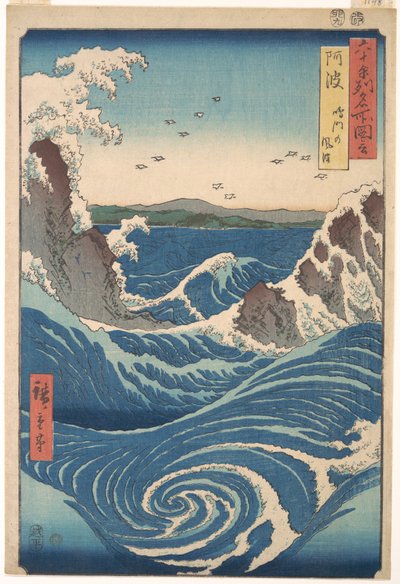 Naruto-virveln, Awa-provinsen, ur serien Vyer över berömda platser i de drygt sextio provinserna av Utagawa Hiroshige