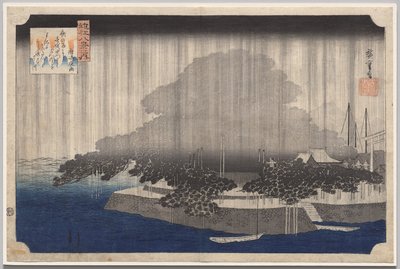 Night Rain at Karasaki, från serien Eight Views of Ōmi av Utagawa Hiroshige