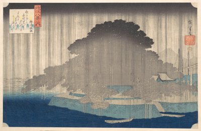 Nattregn vid Karasaki, ur serien Åtta vyer över Ōmi (Ōmi hakkei no uchi) av Utagawa Hiroshige