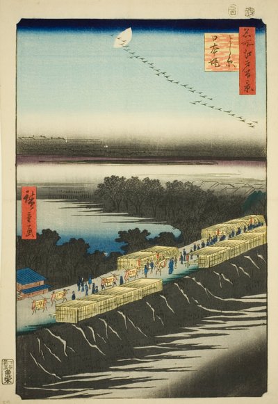 Japansk bildversion k yta t, Yoshiwara (Yoshiwara Nihon Tsutsumi), från seriens ``Ridge for ridges d fa net s Views of Edo (Hundra berömda vyer av Edo)