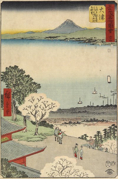 Nr 54 Stadsutsikt över O_tsu från Mii-templet, O_tsu, juli 1855 av Utagawa Hiroshige