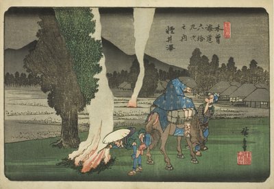 av. 19: Karuizawa, från Teseri s "Shi x t y ne s ta on s of te kisokaid (kisokaido rokujukyu tsugi no uchi)" av Utagawa Hiroshige