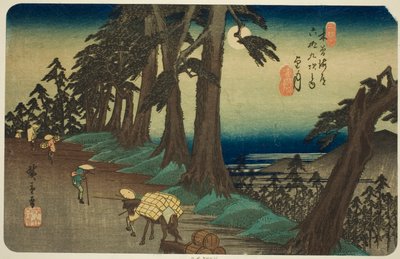 av. 26: Mochizuki, från seriens "shi x ty ne s ta on s of te kisokaid (kisokaido rokujukyu tsugi no uchi)" av Utagawa Hiroshige