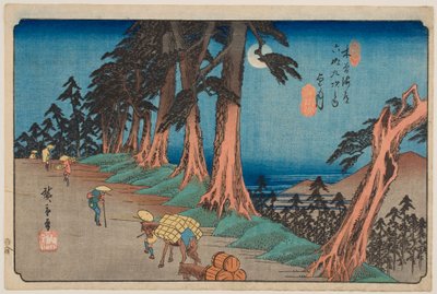 Nr 26, Mochizuki, ur serien ”Kisokaidōs sextionio stationer” av Utagawa Hiroshige