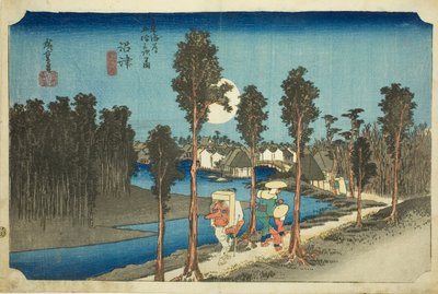 Numazu—Dusk (Numazu—tasogare zu), från serien The Fifty-Three Stations of the Tōkaidō Road (Tōkaidō gojūsan tsugi no uchi) av Utagawa Hiroshige