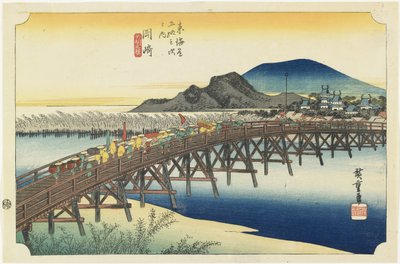 Okazaki-Yahagi B motivering, ca. 1833 av Utagawa Hiroshige