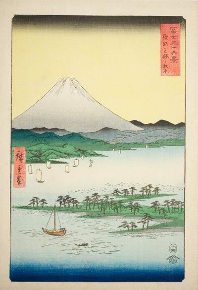Pine Beach at Miho in Suruga Province (Suruga Miho no matsubara), from the series "Thirty-six Views of Mount Fuji (Fuji sanjurokkei)" av Utagawa Hiroshige