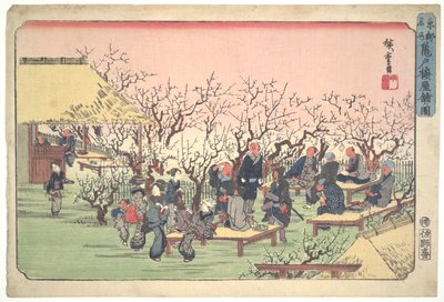 Plommon blommar i Kameido trädgård av Utagawa Hiroshige