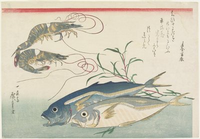 Räkor, taggmakrillar och smartweed, 1832-1833 av Utagawa Hiroshige