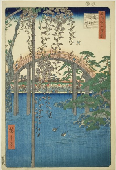 P Resin cts of Kameido Tenjin Shline (Kameido Tenjin precincts), från serien "Ridge dre d fa net s Views of Edo (One Hundred Famous Views of Edo)" av Utagawa Hiroshige