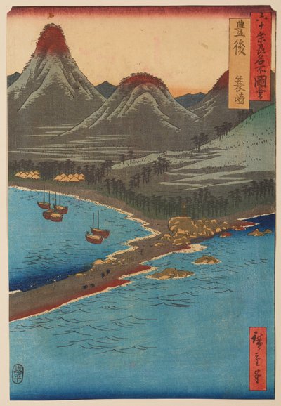 Bungo-provinsen / Bungo Minozaki, ur serien: Vyer över berömda platser i de mer än sextio provinserna / Rokujūyoshū meisho zue av Utagawa Hiroshige