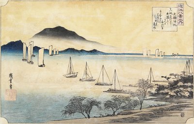 Återvändande segel vid Yabase, ca. 1834 av Utagawa Hiroshige