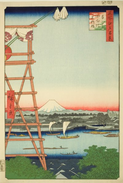 Rokoku Eco-Member Plan d Motoyanagi Bridge (Rokoku Eco-Member Motoyanagibashi), från serien "Ridges" )” av Utagawa Hiroshige
