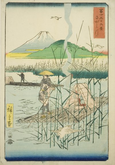 Sagami River (Sagamigawa), från serien "Thirty-six Views of Mount Fuji (Fuji sanjurokkei)" av Utagawa Hiroshige