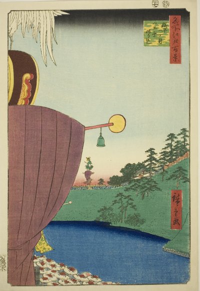 Sanno Festival Procession at Kojimachi Itchome (Kojimachi Itchome Sanno Matsuri nerikomi), från serien "One Hundred Famous Views of Edo (Meisho Edo hyakkei)" av Utagawa Hiroshige