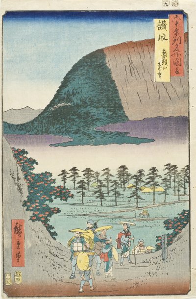 Sanuki-provinsen, avlägsen vy över berget Zōzu av Utagawa Hiroshige