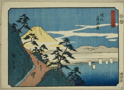 Satta Peak i Suruga-provinsen (Suruga Satta-gruvan), från serien "Trettiosex utsikter över berget Fuji (Fuji sanjurokkei)" av Utagawa Hiroshige
