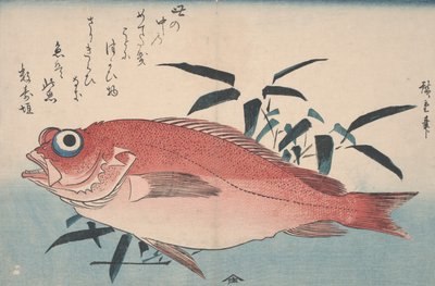 Havsbraxen och bambugräs, 1840 av Utagawa Hiroshige