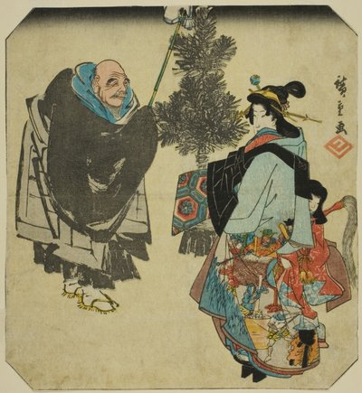 Seki: Priest Ikkyu and the Hell Courtesan, från serien "Fifty-three Pairings for the Tokaido Road (Tokaido gojusan tsui)" av Utagawa Hiroshige