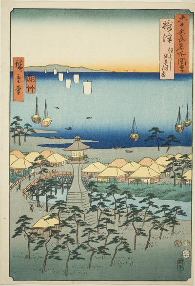 Settsu Project: Idemi Bea ch at SumiyoshiーOh d Proinses av Utagawa Hiroshige