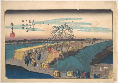 Shin-Yoshiwara, Nihonvallen, Emonzaka i gryningen av Utagawa Hiroshige