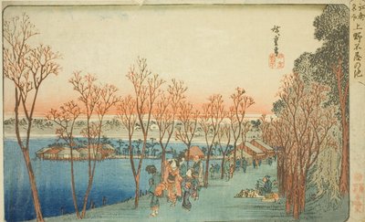 Shinobazu Pond vid Kami no Shinobazu Pond, från Teseries av Utagawa Hiroshige
