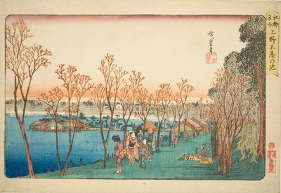 Shinobazu Pond on (Övre Shinobazu Pond), från Teseries av Utagawa Hiroshige