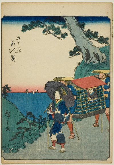 Shirasuka, från seriens "fifty-three S tachi sound "of te urbanity" (Goshuyama nästa) Every time) av Utagawa Hiroshige