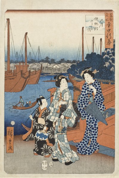 Sjätte månaden, besök för att se Fuji, Teppozu av Utagawa Hiroshige