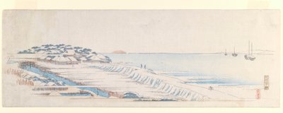 Snow Dawn at Susaki, från Letter-Sheet set, ca 1839-40 (träblock i färg) av Utagawa Hiroshige