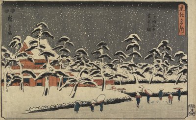 Snövy över Zo_jo_ji-templet i Shiba, 1847-1852 av Utagawa Hiroshige