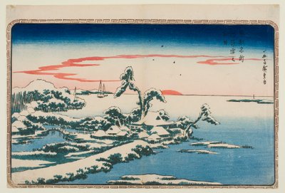 Snö på nyårsdagen i Susaki, ur serien "Berömda platser i den östra huvudstaden" av Utagawa Hiroshige