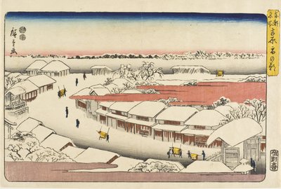 Snöig morgon i Yoshiwara av Utagawa Hiroshige