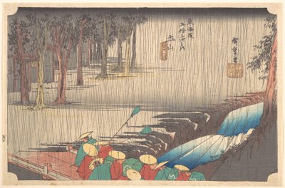 Vårregn vid Tsuchiyama (den 50:e stationen på Tōkaidō) av Utagawa Hiroshige