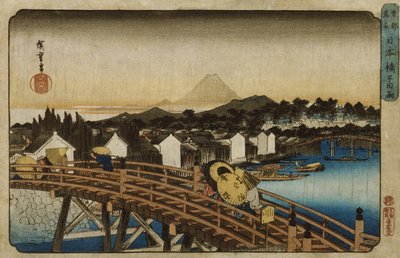 Plötsligt regn över Nihonbashi av Utagawa Hiroshige