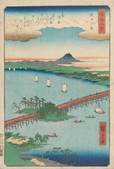 Solnedgångsglöd vid Seta av Utagawa Hiroshige