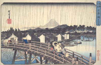 Solskur vid Nihonbashi, ur serien Berömda platser i den östra huvudstaden av Utagawa Hiroshige