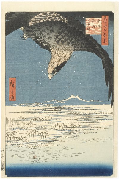 Susaki och Jmantsubo-slätten nära Fukagawa från serien One Hundred Famous Views of Edo, 1857 (träblock i färg) av Utagawa Hiroshige